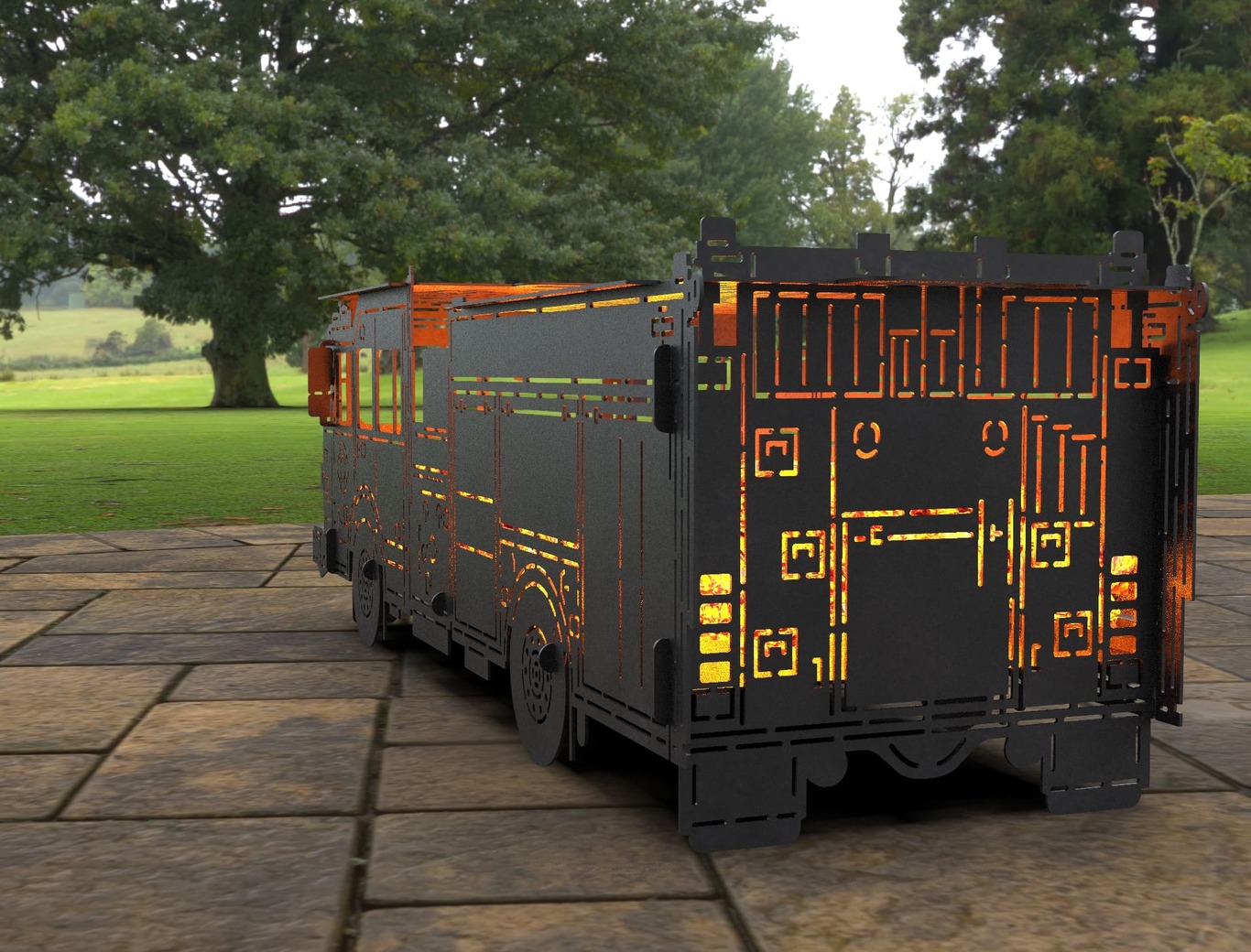 Barbecue a Legna Camion dei Pompieri. File DXF, SVG per taglio laser, plasma. Фото 2