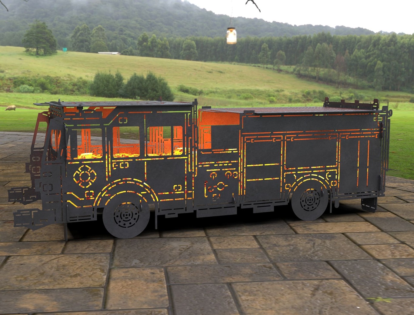 Barbecue a Legna Camion dei Pompieri. File DXF, SVG per taglio laser, plasma. Фото 5