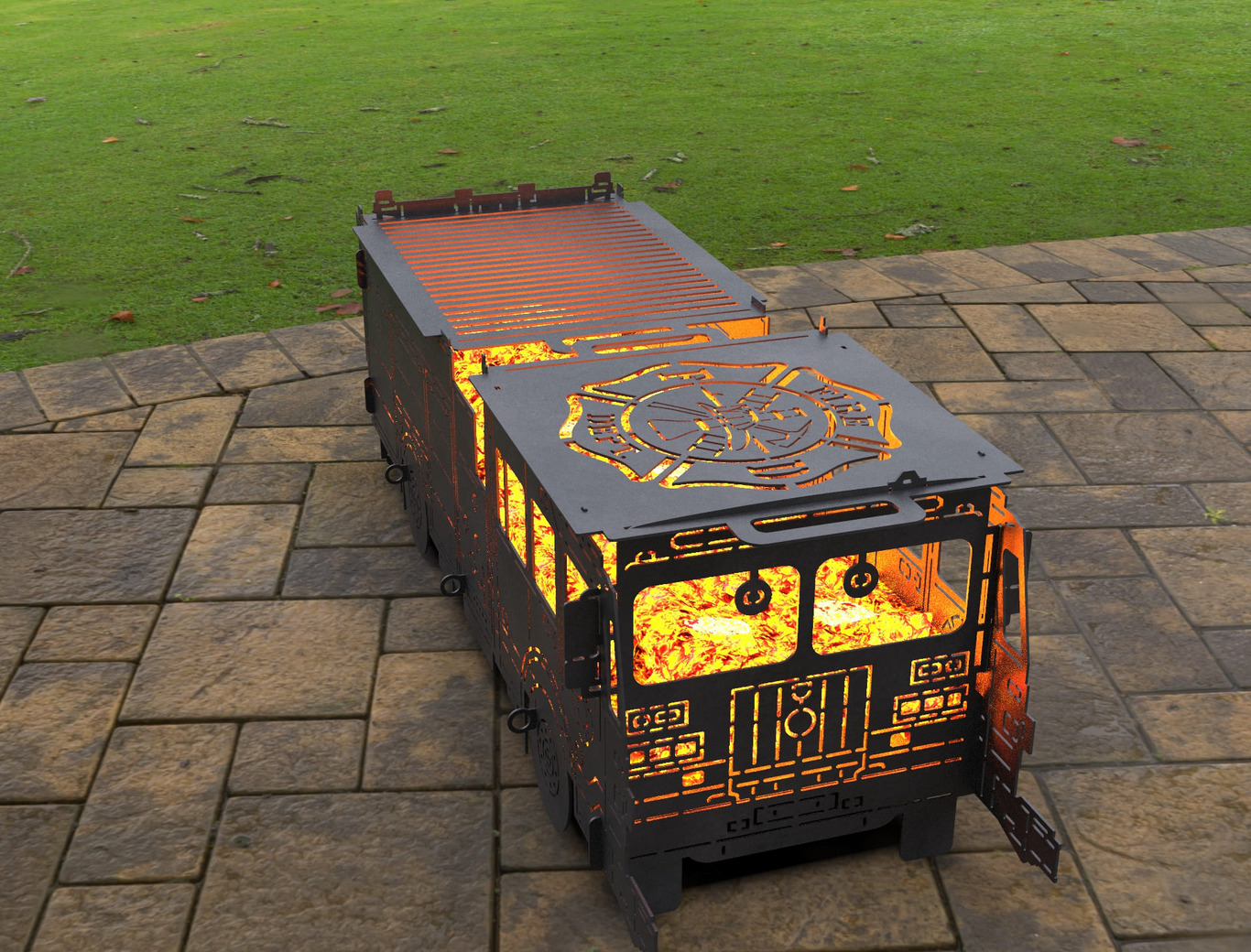 Barbecue a Legna Camion dei Pompieri. File DXF, SVG per taglio laser, plasma. Фото 6