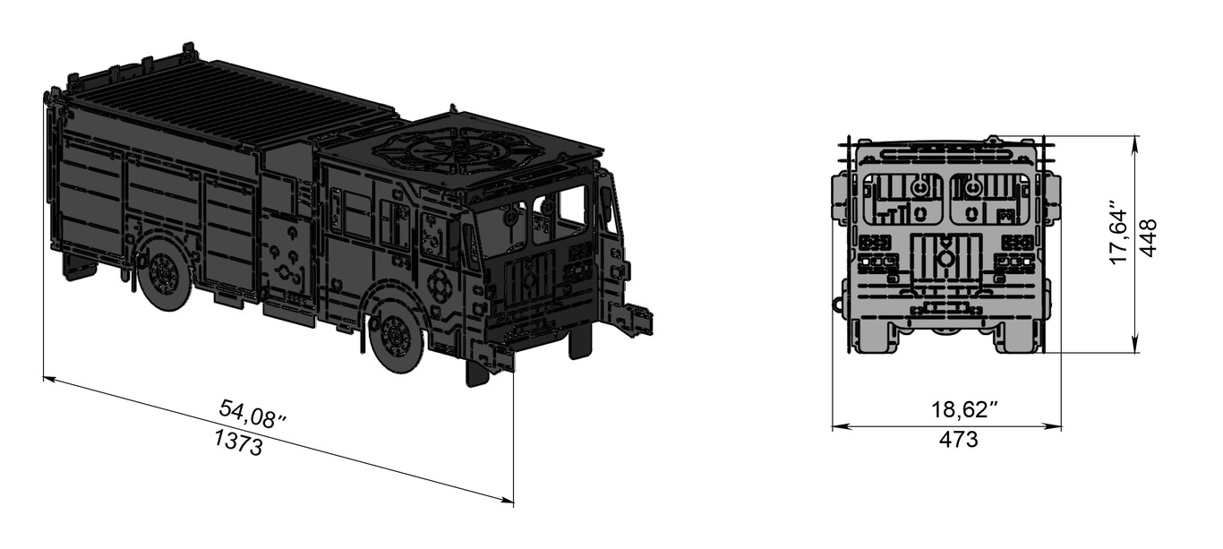 Barbecue a Legna Camion dei Pompieri. File DXF, SVG per taglio laser, plasma. Фото 8