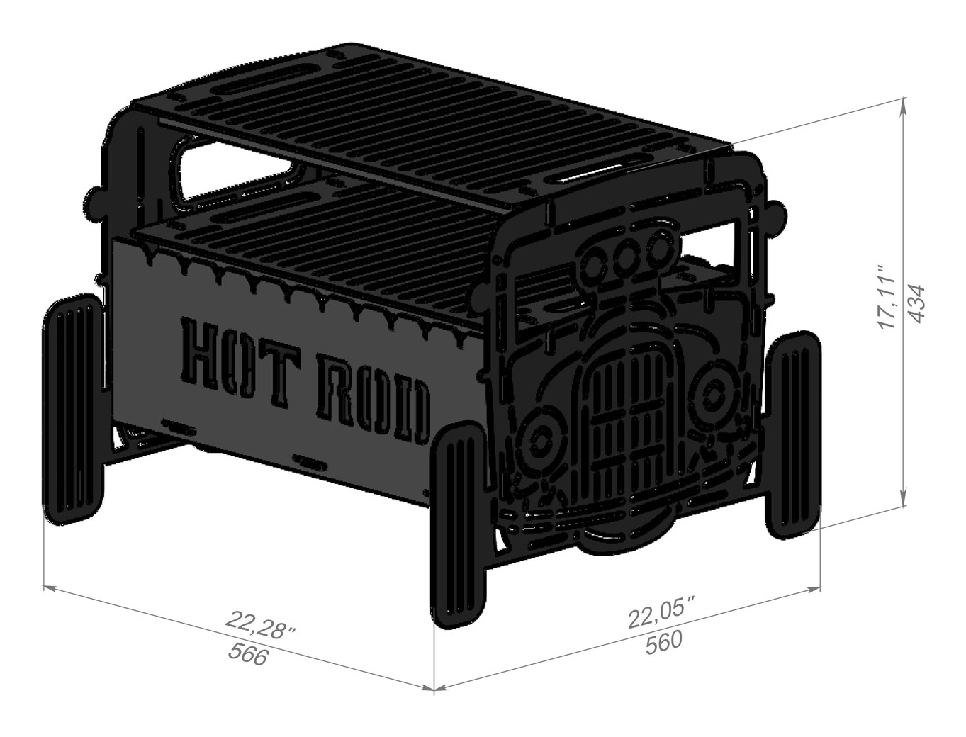 Hot Rod Fire Pit Grill. DXF, SVG files for laser, plasma cutting. Фото 8