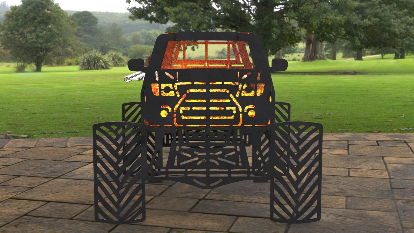Monster Truck Fire Pit Grill. DXF, SVG files for laser, plasma cutting