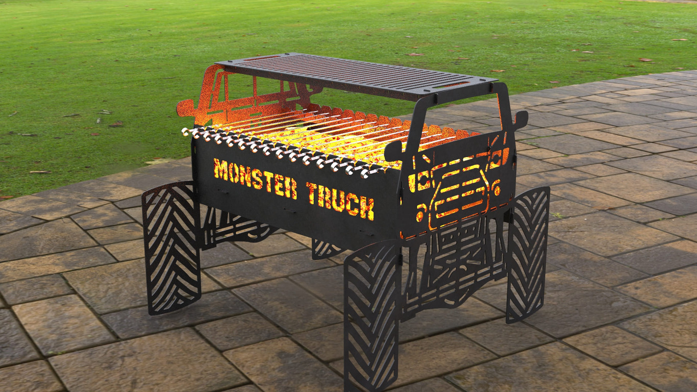 Monster Truck Fire Pit Grill. DXF, SVG files for laser, plasma cutting. Фото 2