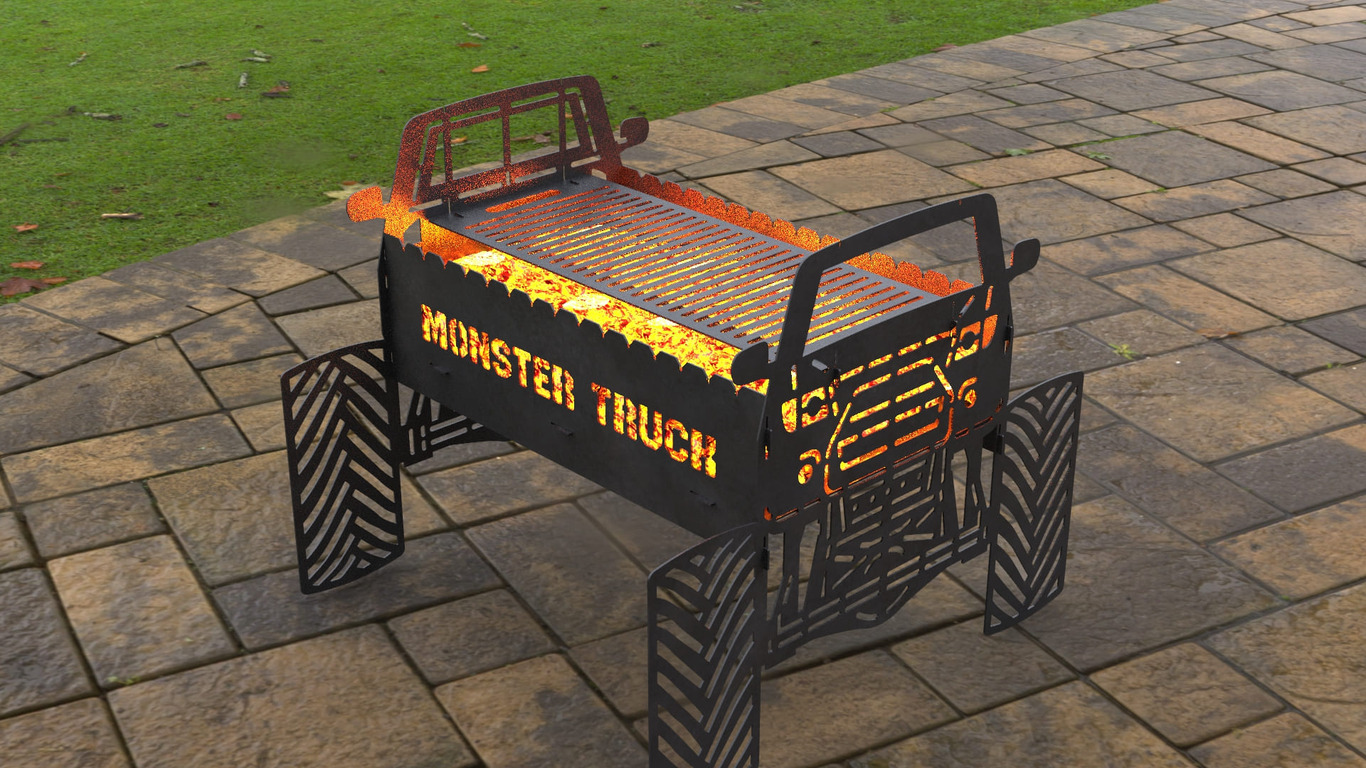 Monster Truck Fire Pit Grill. DXF, SVG files for laser, plasma cutting. Фото 4