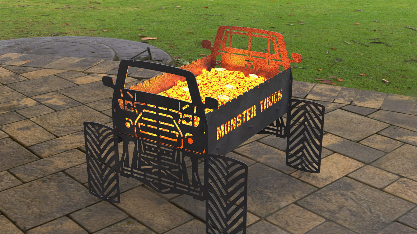 Monster Truck Fire Pit Grill. DXF, SVG files for laser, plasma cutting. Фото 5