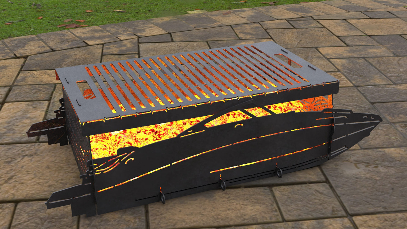 Motorboat Fire Pit Grill. DXF, SVG files for laser, plasma cutting. Фото 3