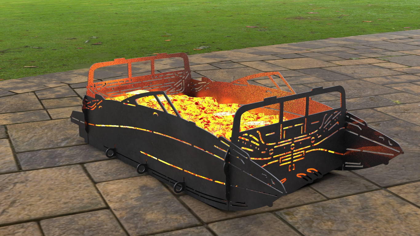 Motorboat Fire Pit Grill. DXF, SVG files for laser, plasma cutting. Фото 7