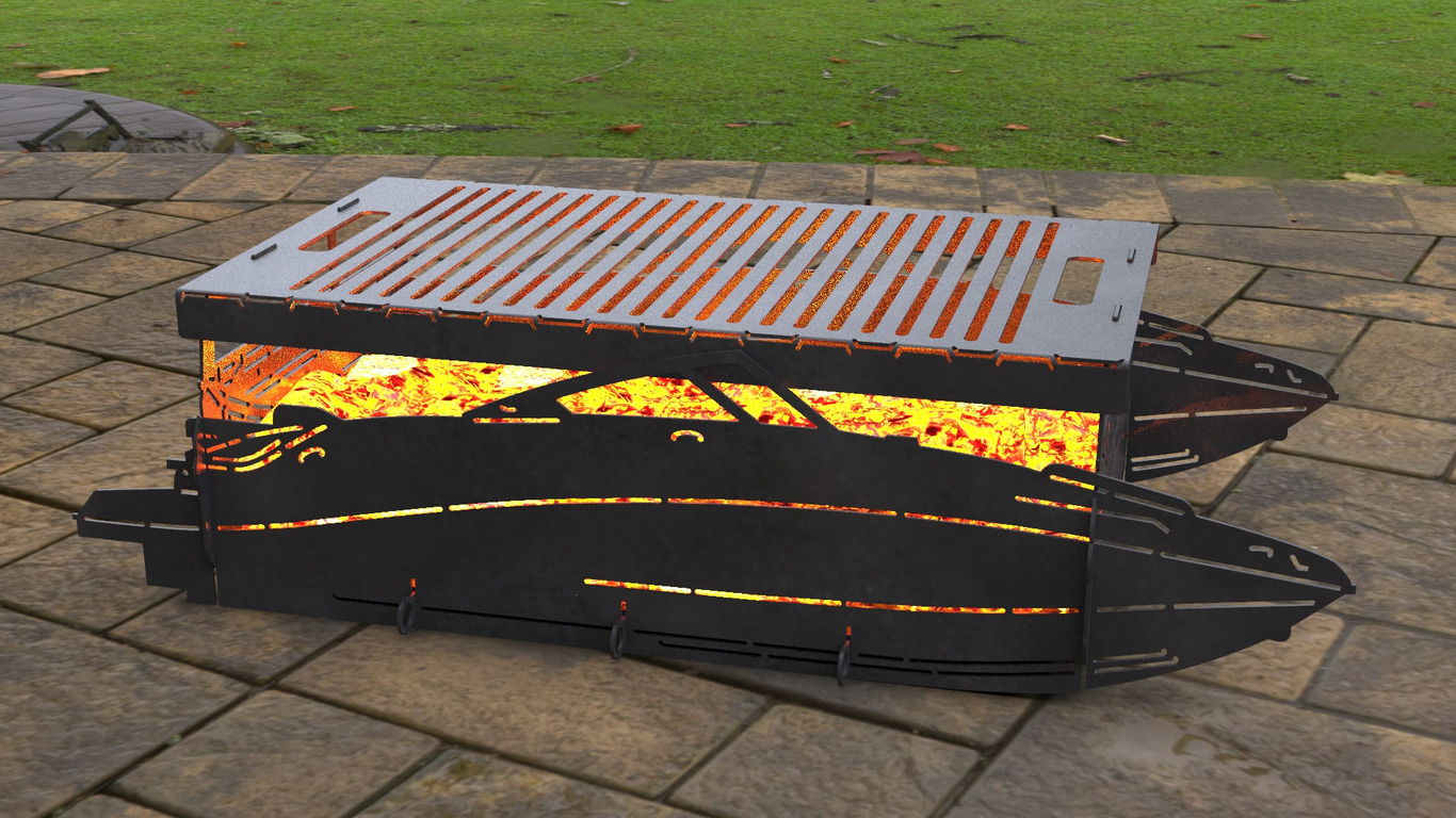 Motorboat Fire Pit Grill. DXF, SVG files for laser, plasma cutting. Фото 9