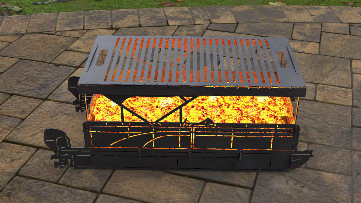 Pontoon Boat Fire Pit Grill. DXF, SVG files for laser, plasma cutting. Фото 8