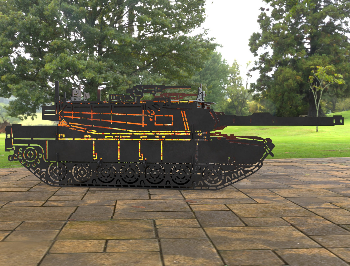 Tank 60" Fire Pit Grill. DXF, SVG files for laser, plasma cutting. Фото 2