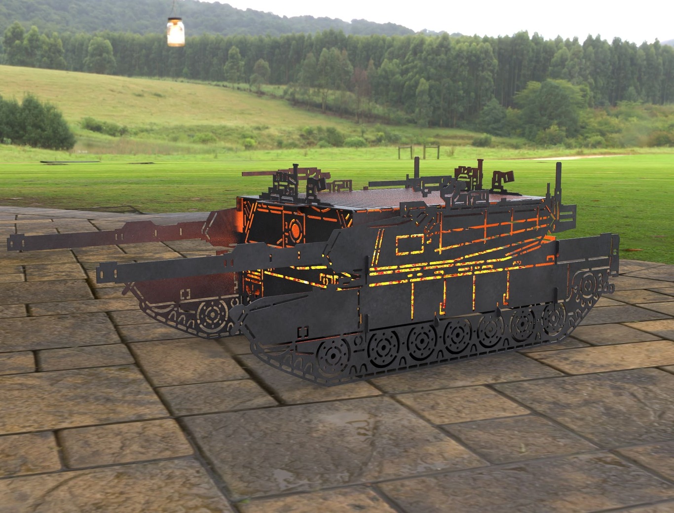 Tank 60" Fire Pit Grill. DXF, SVG files for laser, plasma cutting. Фото 5