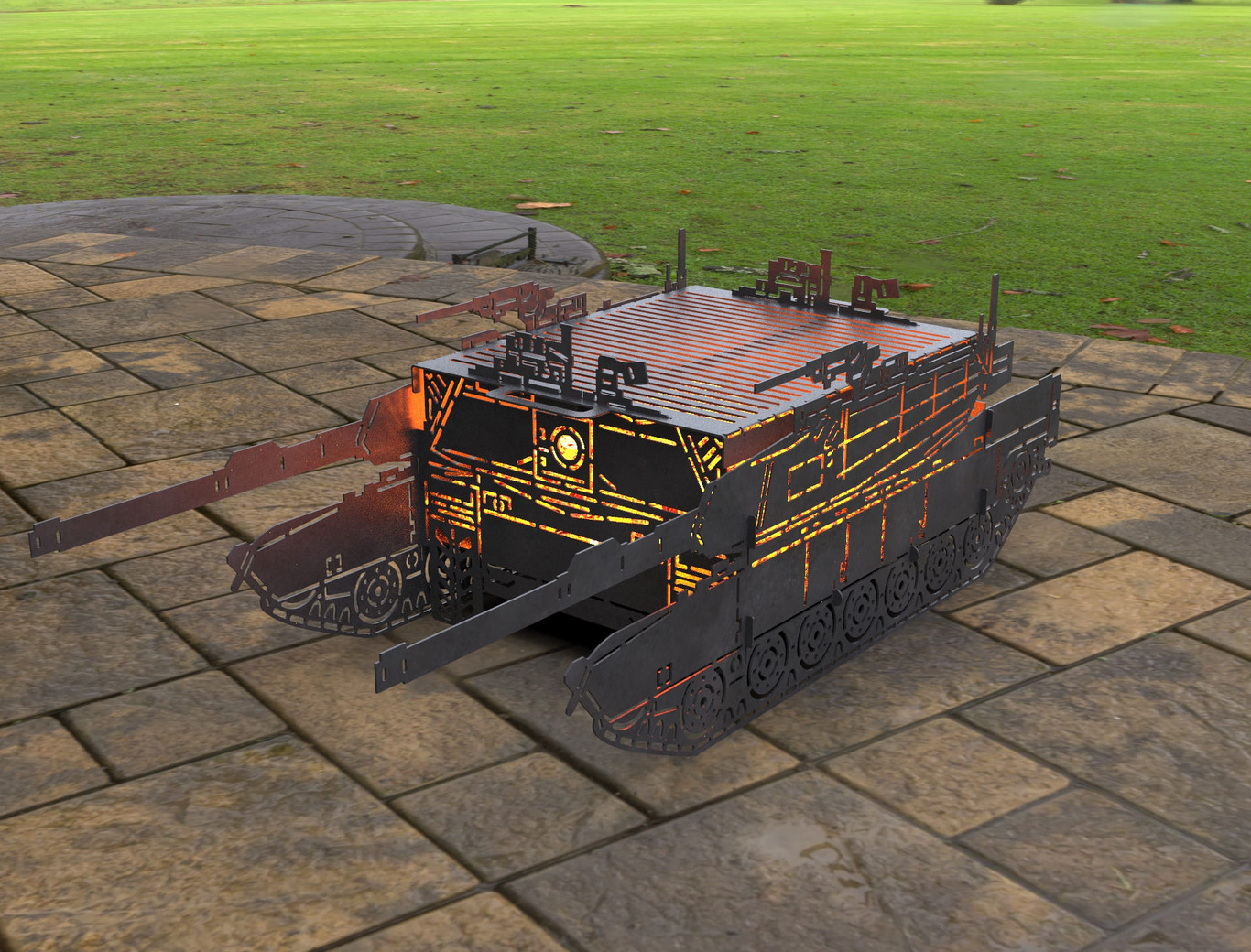 Tank 60" Fire Pit Grill. DXF, SVG files for laser, plasma cutting. Фото 6