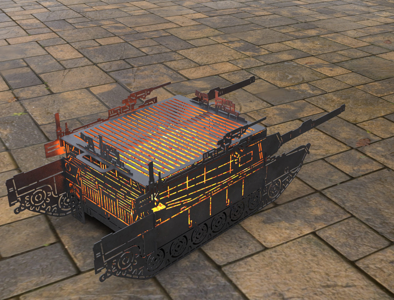 Tank 60" Fire Pit Grill. DXF, SVG files for laser, plasma cutting. Фото 8