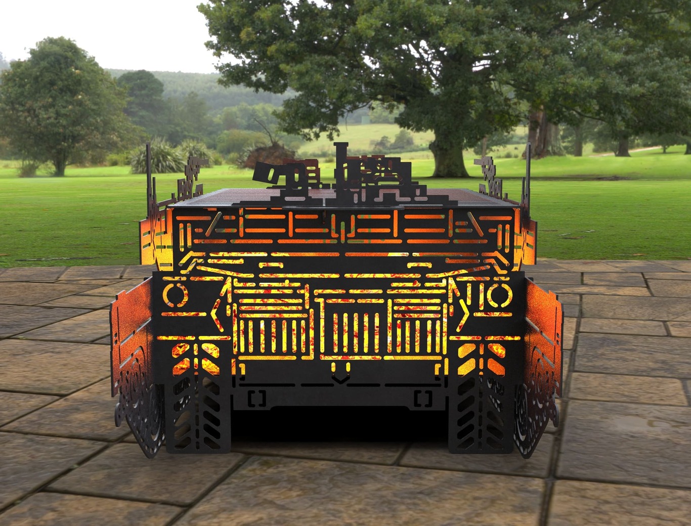 Tank 40" Fire Pit Grill. DXF, SVG files for laser, plasma cutting. Фото 3