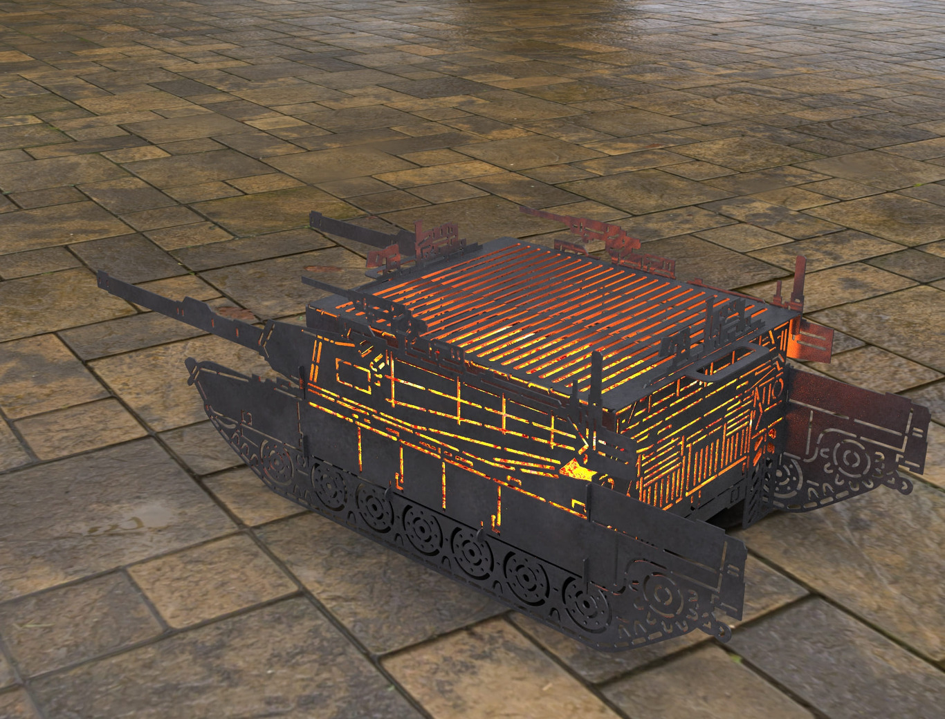 Tank 40" Fire Pit Grill. DXF, SVG files for laser, plasma cutting. Фото 7