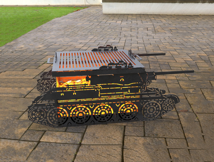 Tank T34 Fire Pit Grill. DXF, SVG files for laser, plasma cutting