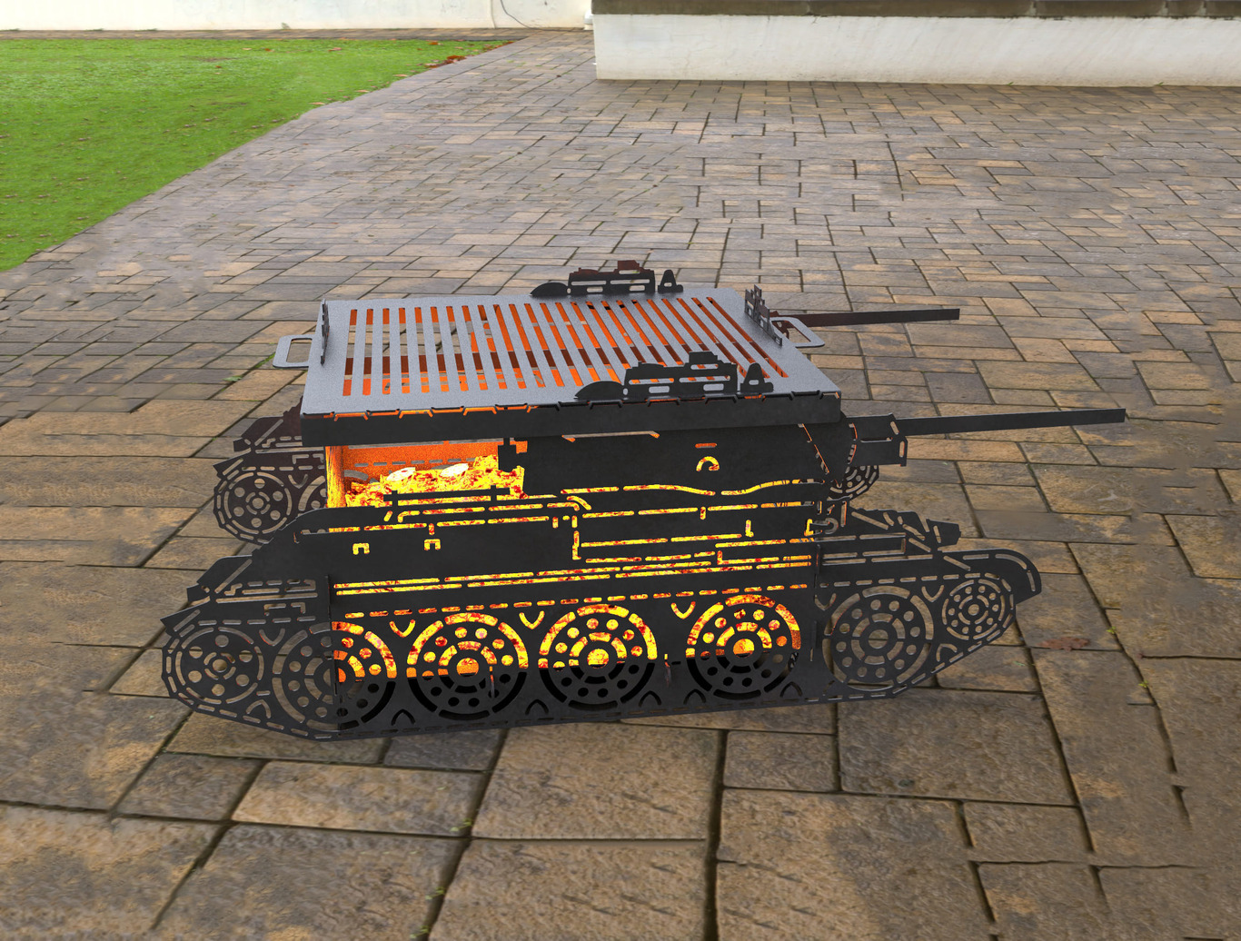 Tank T34 Fire Pit Grill. DXF, SVG files for laser, plasma cutting