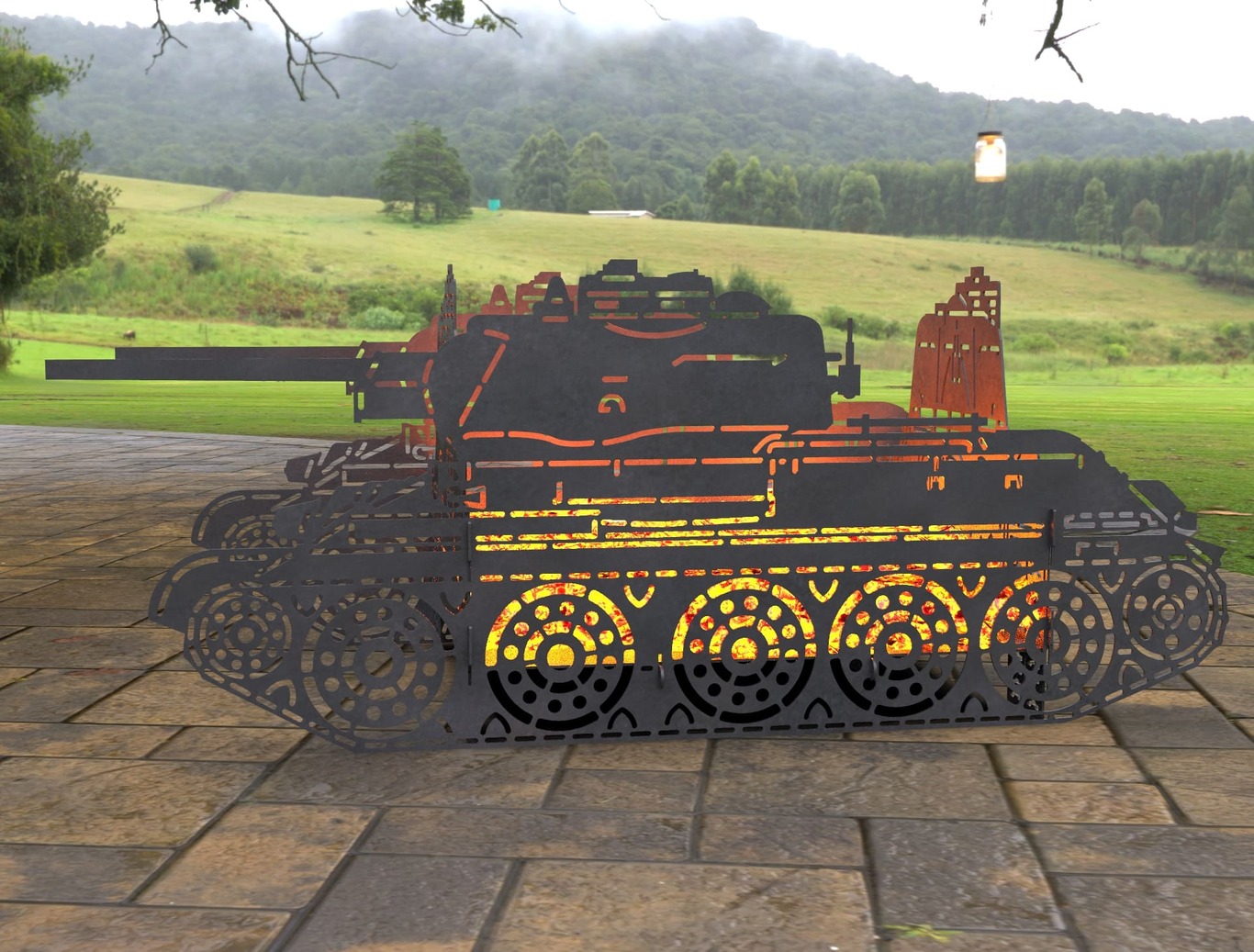 Tank T34 Fire Pit Grill. DXF, SVG files for laser, plasma cutting. Фото 5