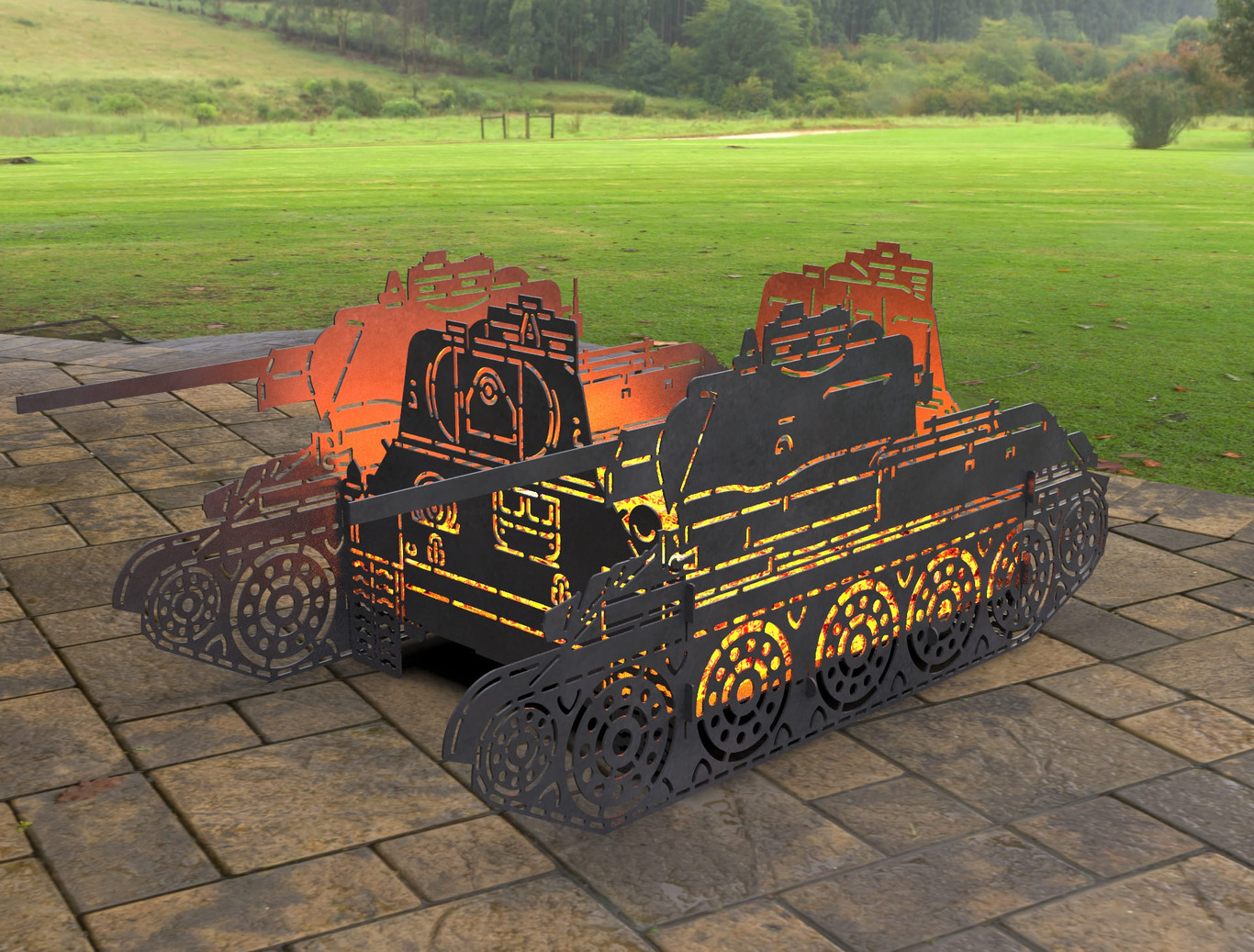 Tank T34 Fire Pit Grill. DXF, SVG files for laser, plasma cutting. Фото 7