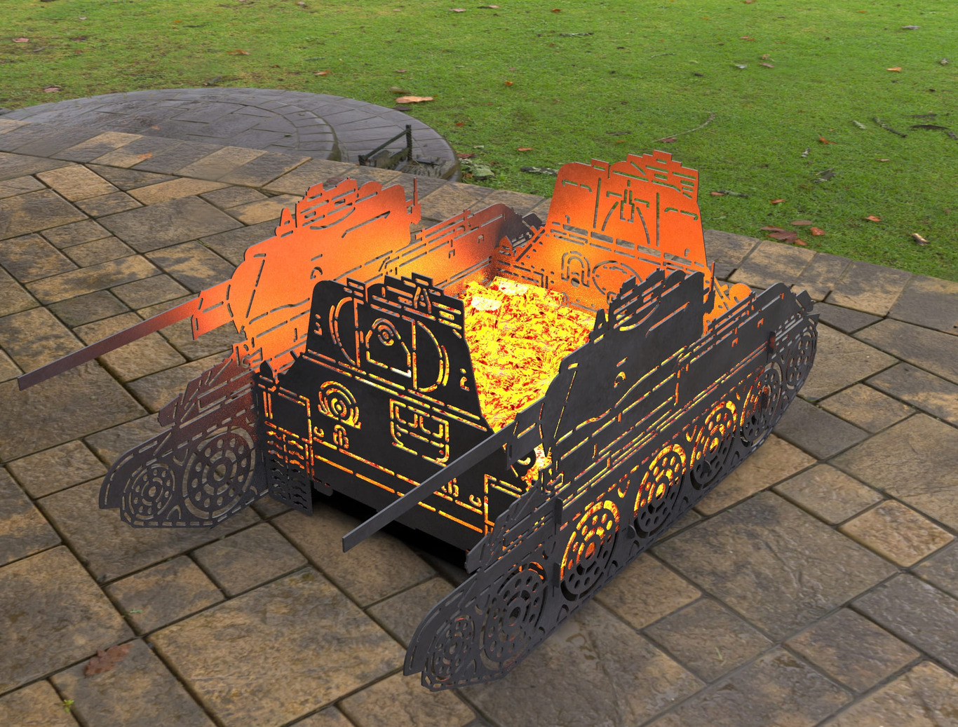 Tank T34 Fire Pit Grill. DXF, SVG files for laser, plasma cutting. Фото 6