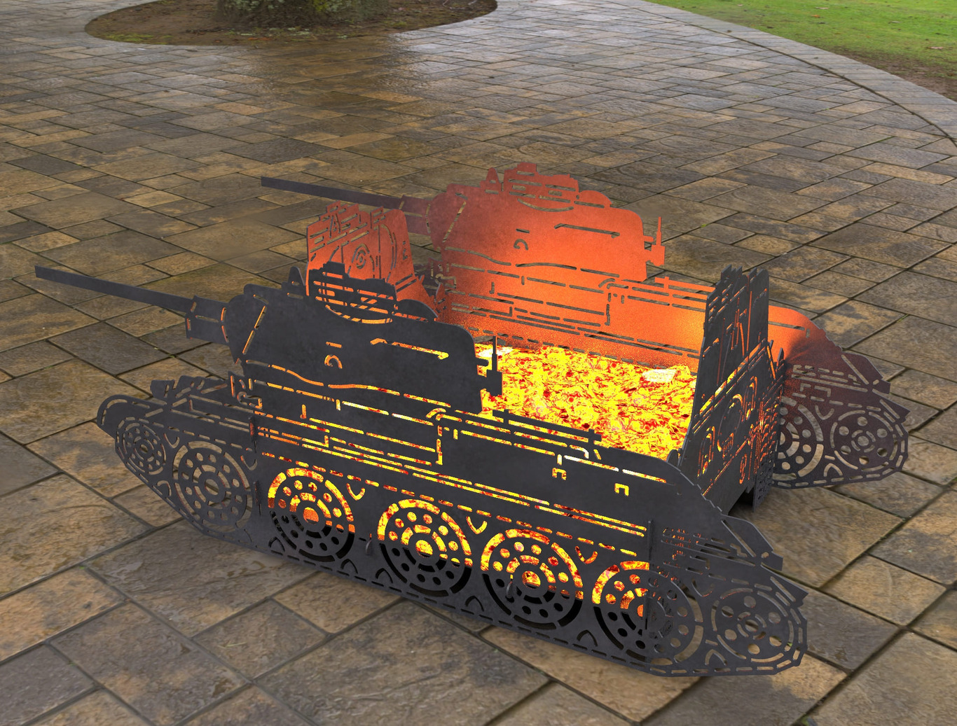 Tank T34 Fire Pit Grill. DXF, SVG files for laser, plasma cutting. Фото 8
