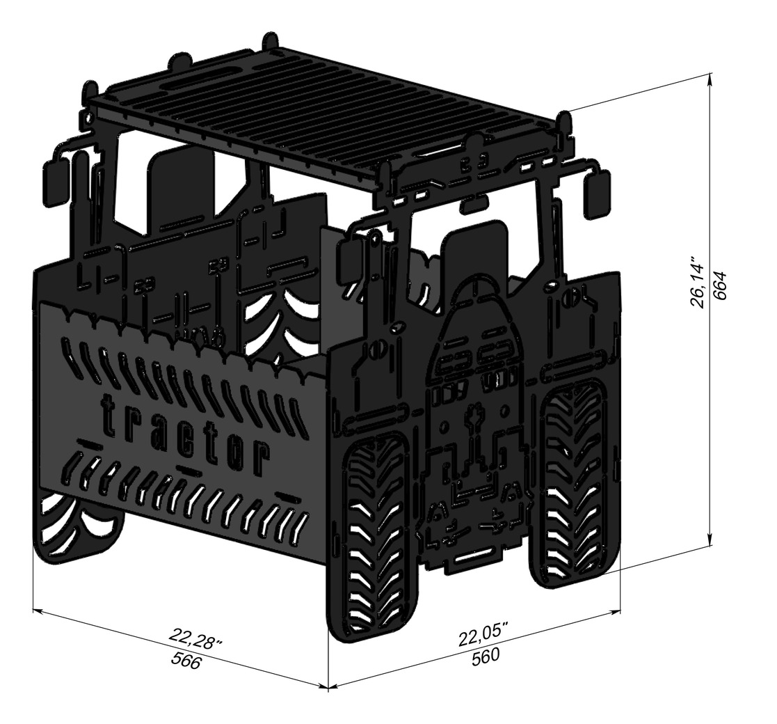 Tractor Fire Pit Grill. DXF, SVG files for laser, plasma cutting. Фото 7