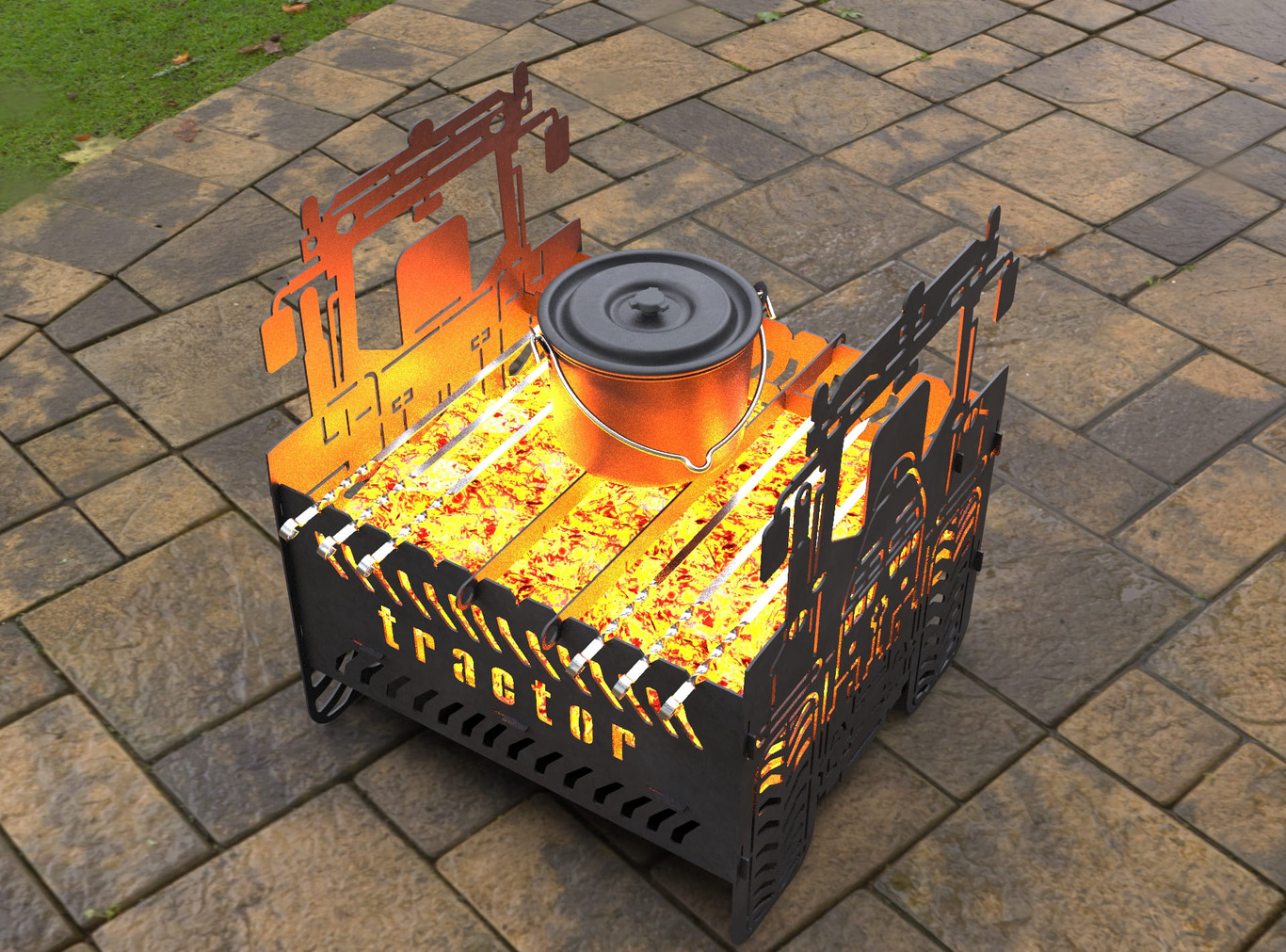 Tractor Fire Pit Grill. DXF, SVG files for laser, plasma cutting. Фото 4
