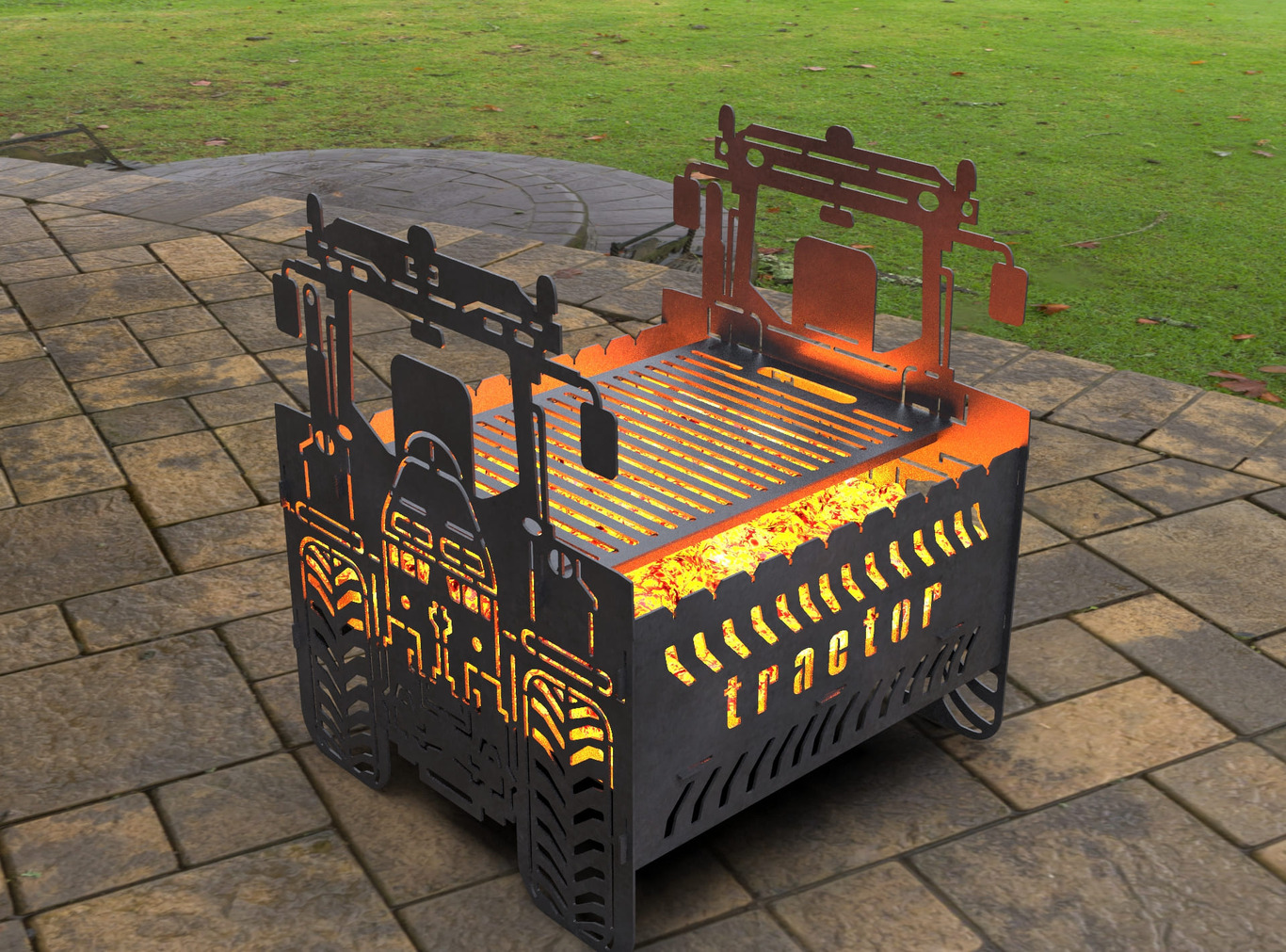 Tractor Fire Pit Grill. DXF, SVG files for laser, plasma cutting. Фото 5