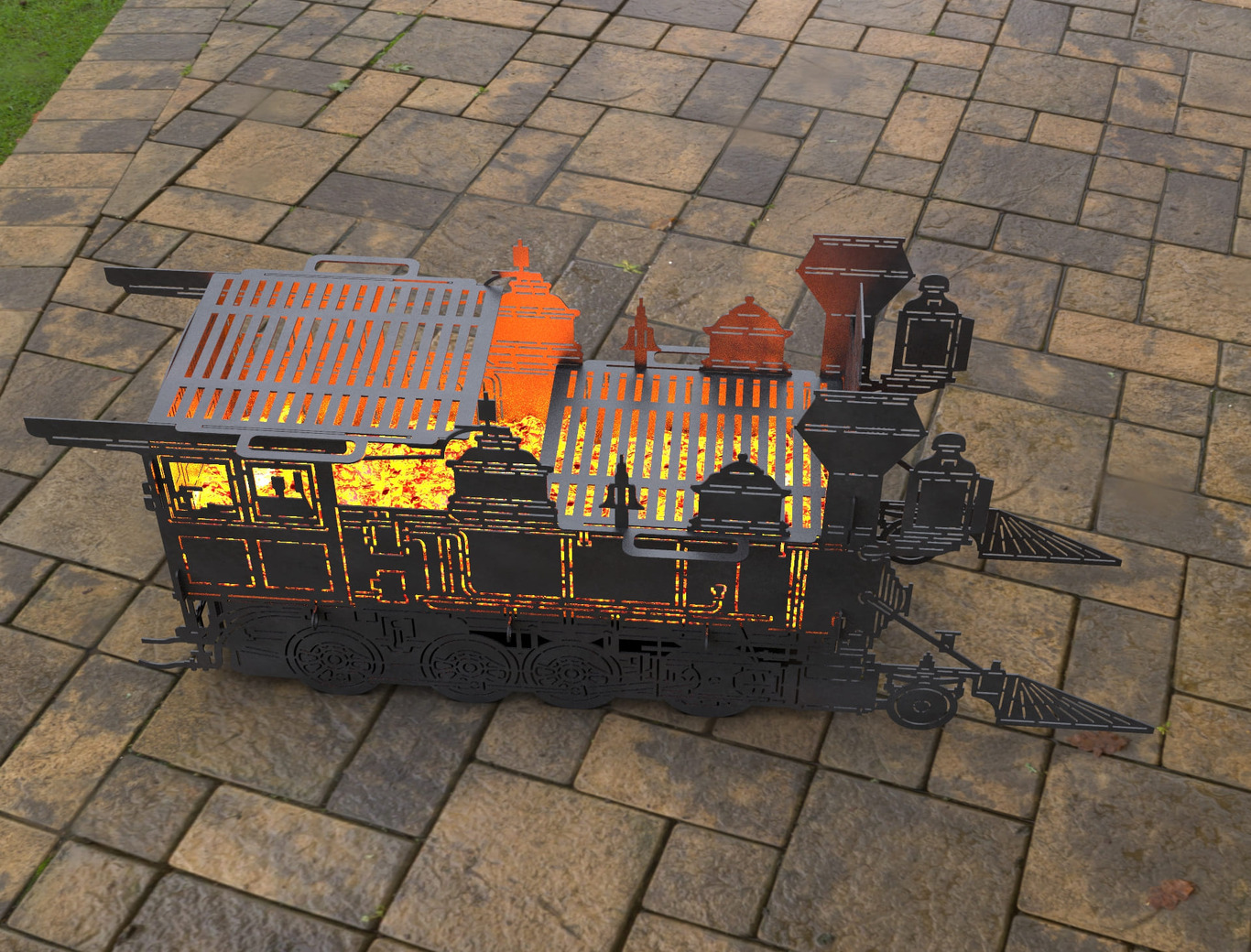 Train Locomotive Fire Pit Grill. DXF, SVG files for laser, plasma cutting. Фото 2