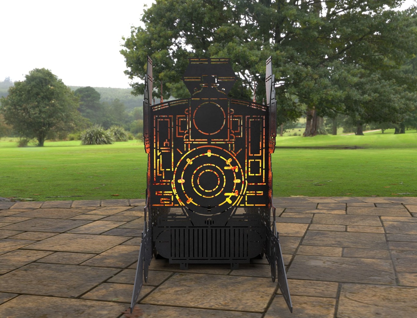 Train Locomotive Fire Pit Grill. DXF, SVG files for laser, plasma cutting. Фото 3