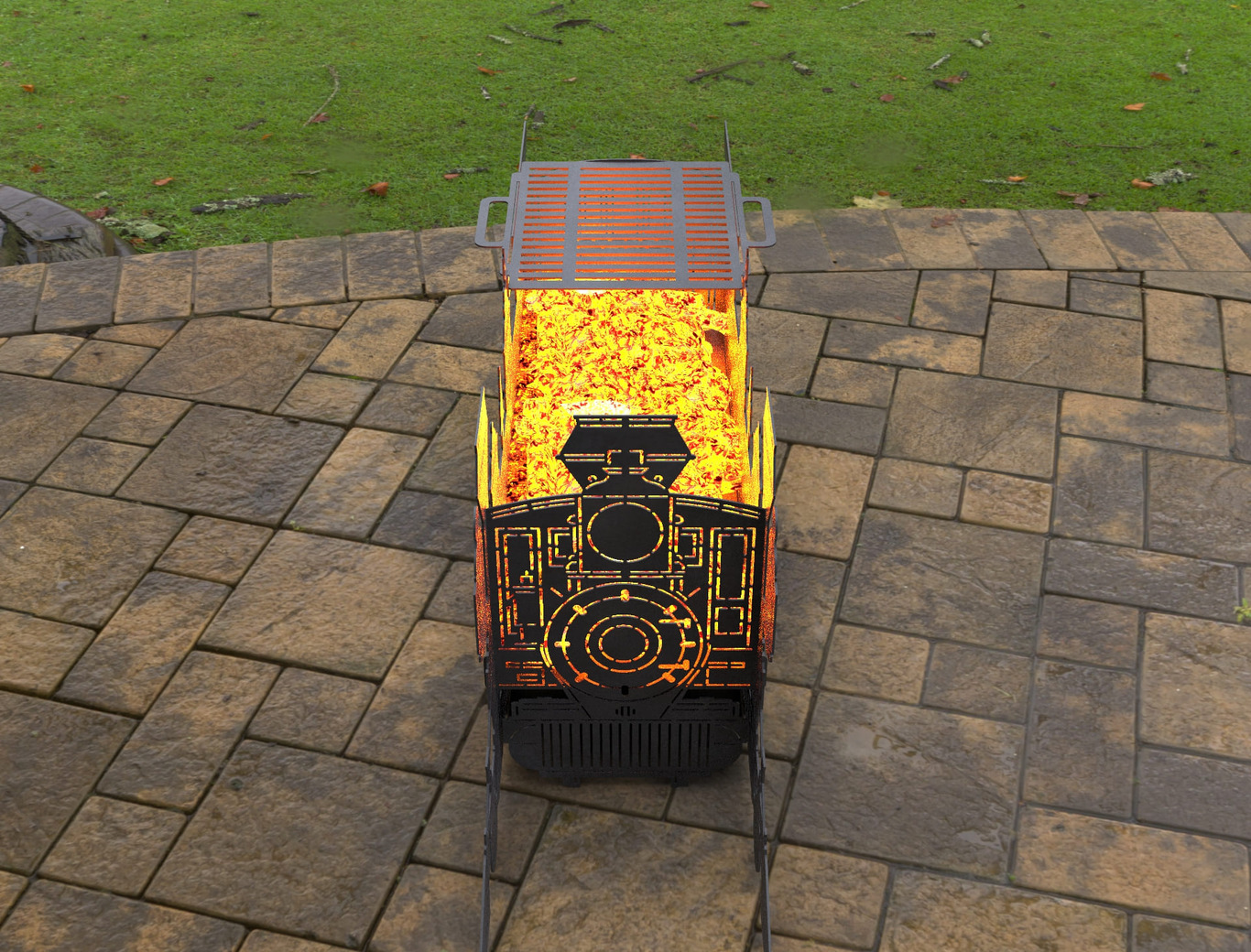 Train Locomotive Fire Pit Grill. DXF, SVG files for laser, plasma cutting. Фото 4