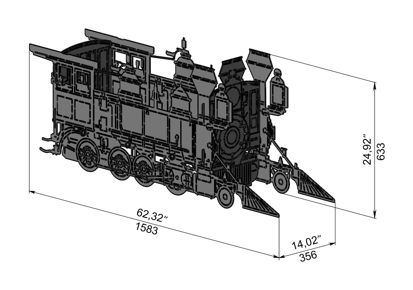 Train Locomotive Fire Pit Grill. DXF, SVG files for laser, plasma cutting. Фото 9