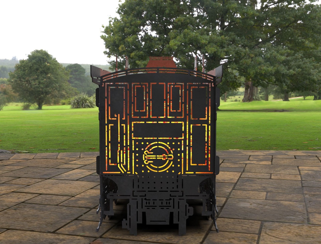 Train Locomotive Fire Pit Grill. DXF, SVG files for laser, plasma cutting. Фото 5