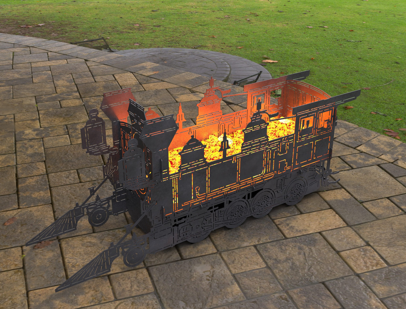 Train Locomotive Fire Pit Grill. DXF, SVG files for laser, plasma cutting. Фото 6