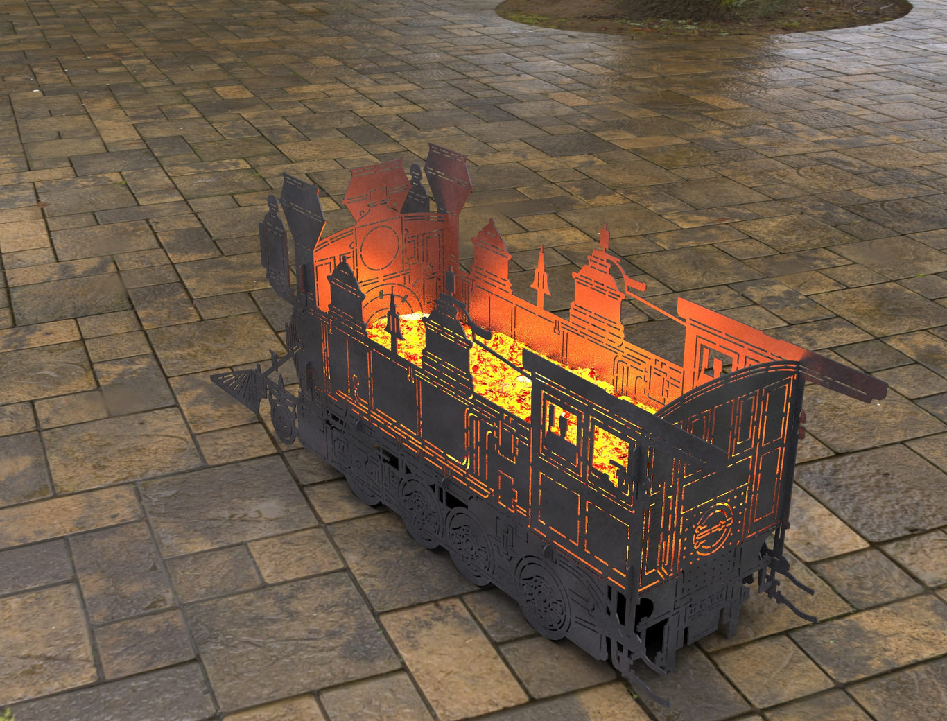 Train Locomotive Fire Pit Grill. DXF, SVG files for laser, plasma cutting. Фото 7