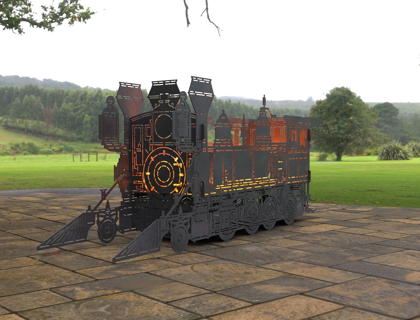 Train Locomotive Fire Pit Grill. DXF, SVG files for laser, plasma cutting. Фото 8