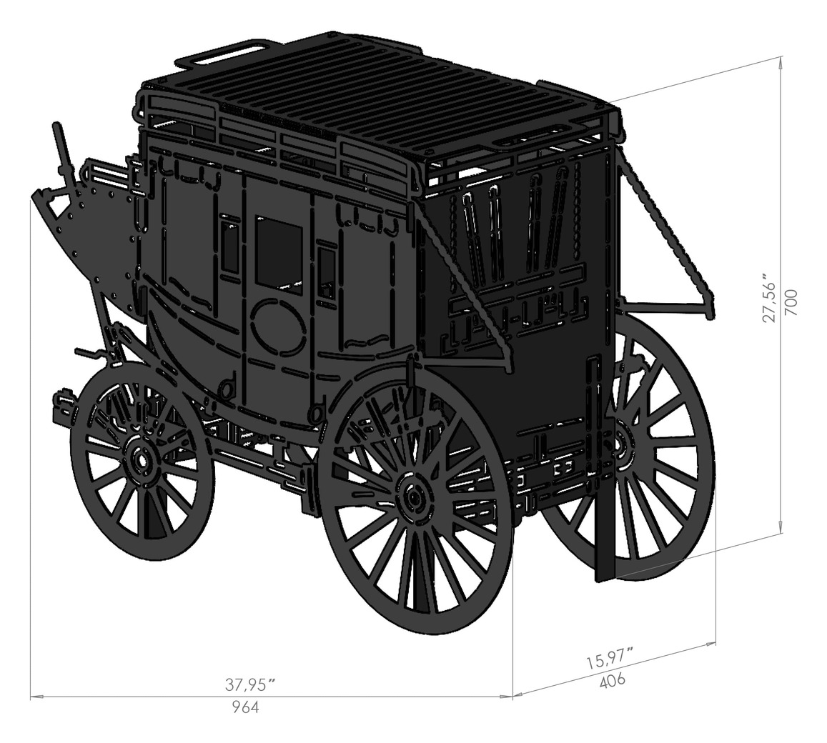 Stagecoach Carriage Fire Pit Grill. DXF, SVG files for laser, plasma cutting. Фото 9