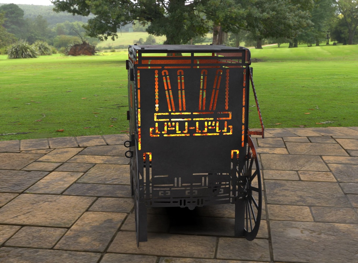 Stagecoach Carriage Fire Pit Grill. DXF, SVG files for laser, plasma cutting. Фото 5