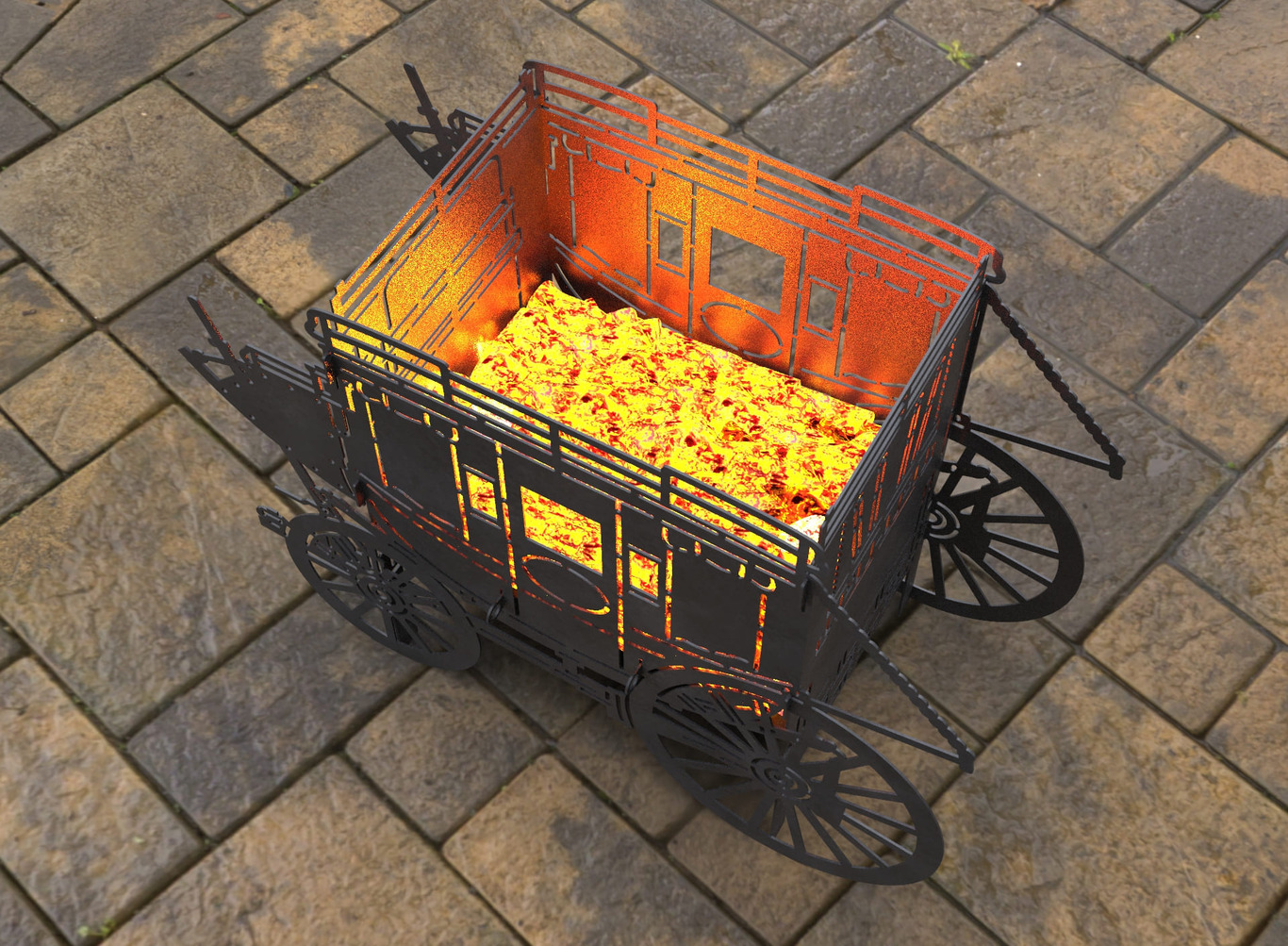 Stagecoach Carriage Fire Pit Grill. DXF, SVG files for laser, plasma cutting. Фото 8