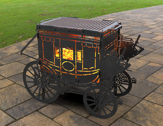Stagecoach Carriage Fire Pit Grill. DXF, SVG files for laser, plasma cutting