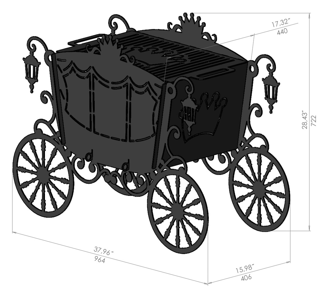 Stagecoach Carriage V2 Fire Pit Grill. DXF, SVG files for laser, plasma cutting. Фото 10