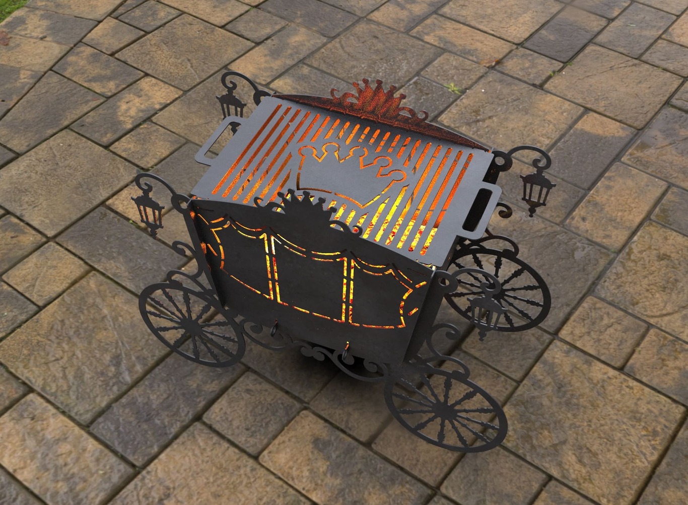 Stagecoach Carriage V2 Fire Pit Grill. DXF, SVG files for laser, plasma cutting. Фото 3