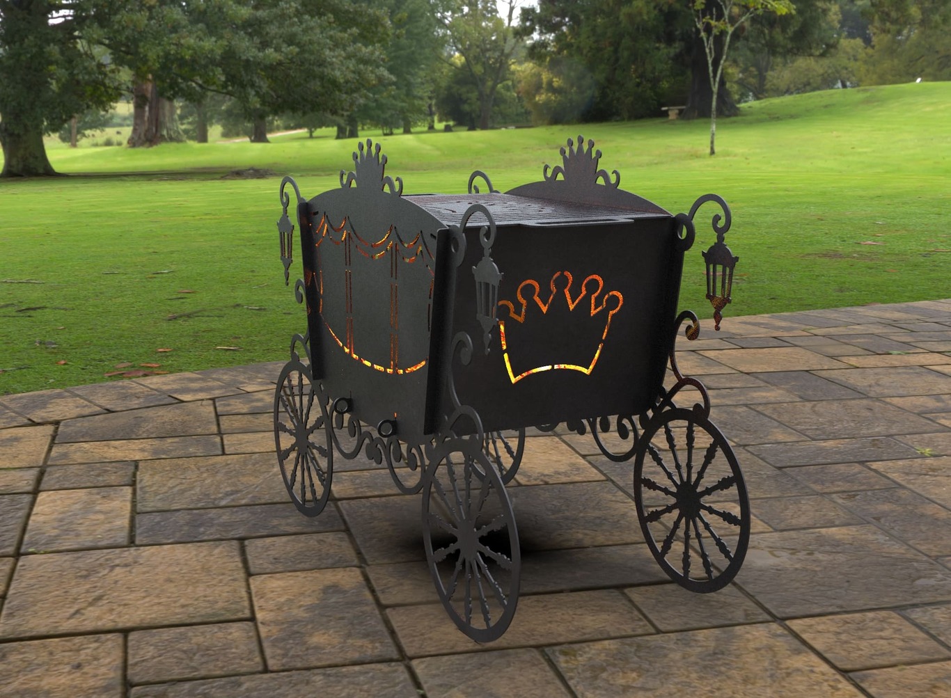 Stagecoach Carriage V2 Fire Pit Grill. DXF, SVG files for laser, plasma cutting. Фото 2