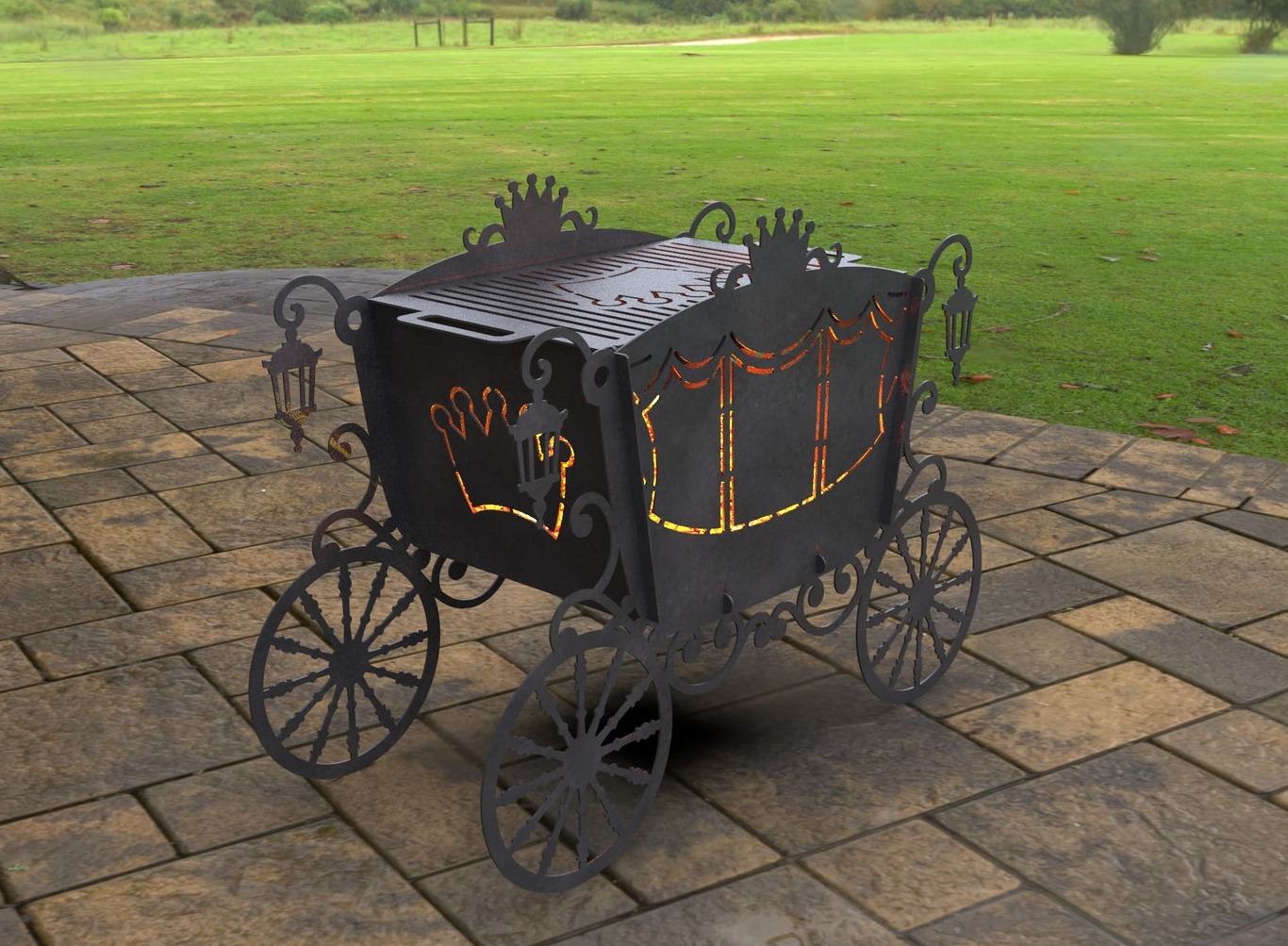 Stagecoach Carriage V2 Fire Pit Grill. DXF, SVG files for laser, plasma cutting. Фото 4