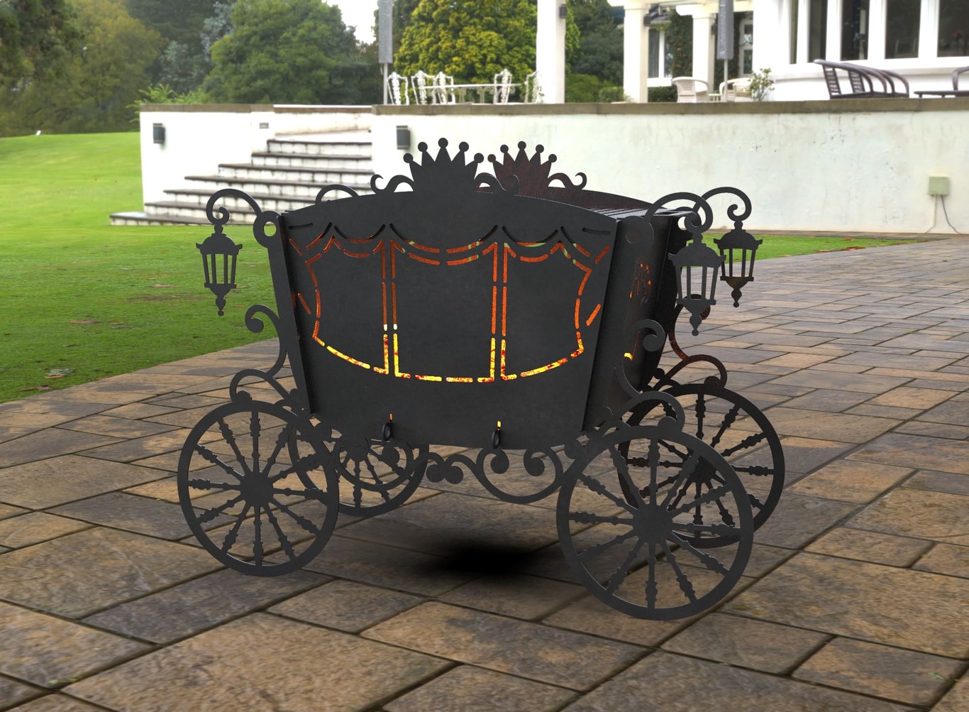 Stagecoach Carriage V2 Fire Pit Grill. DXF, SVG files for laser, plasma cutting. Фото 6