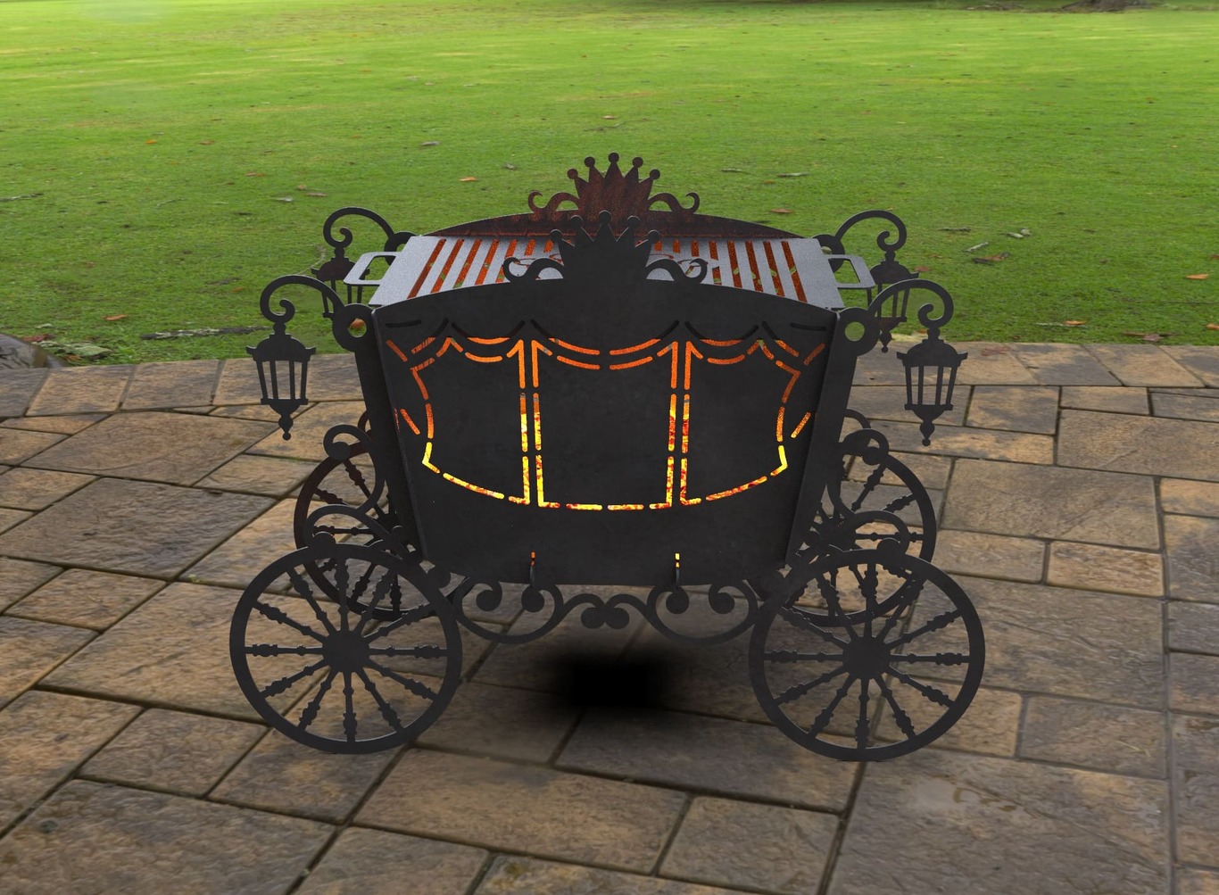 Stagecoach Carriage V2 Fire Pit Grill. DXF, SVG files for laser, plasma cutting. Фото 7