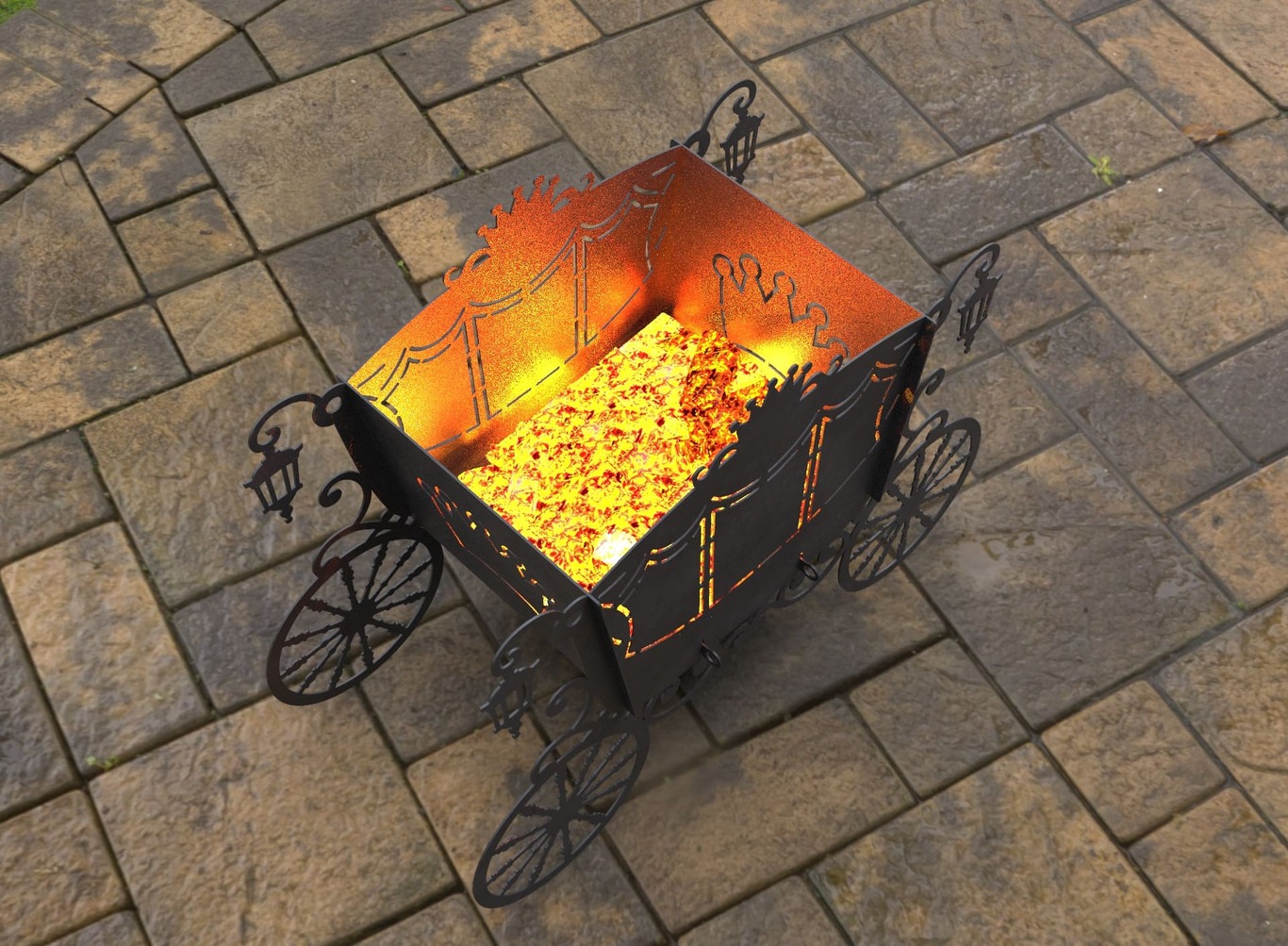 Stagecoach Carriage V2 Fire Pit Grill. DXF, SVG files for laser, plasma cutting. Фото 8