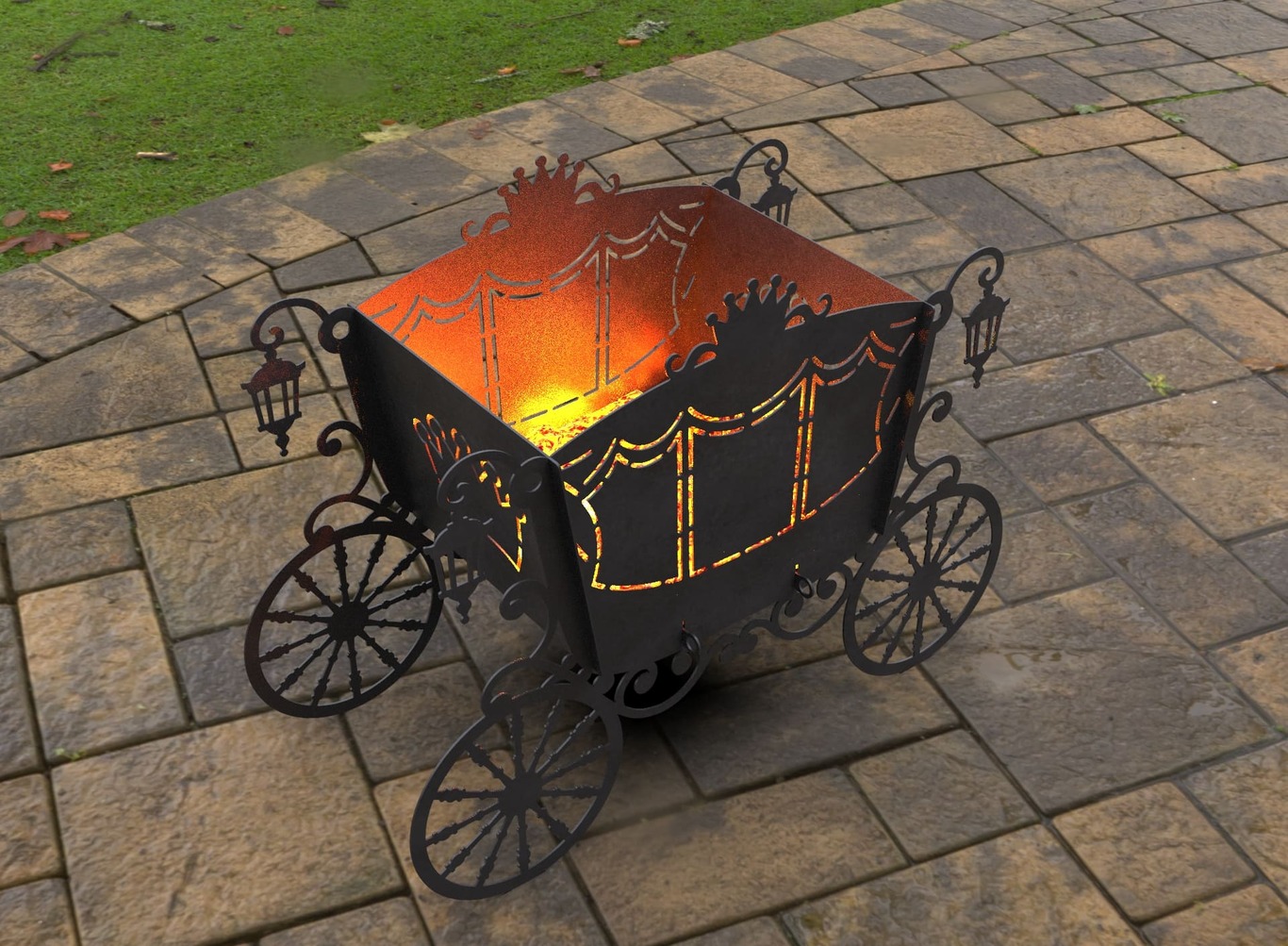 Stagecoach Carriage V2 Fire Pit Grill. DXF, SVG files for laser, plasma cutting. Фото 9