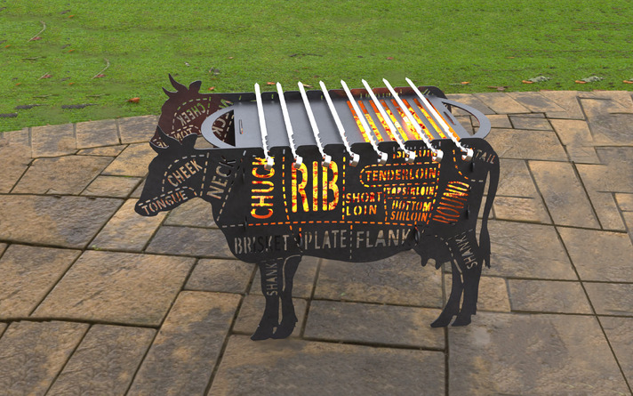 Barbecue a Legna Mucca. File DXF, SVG per taglio laser, plasma