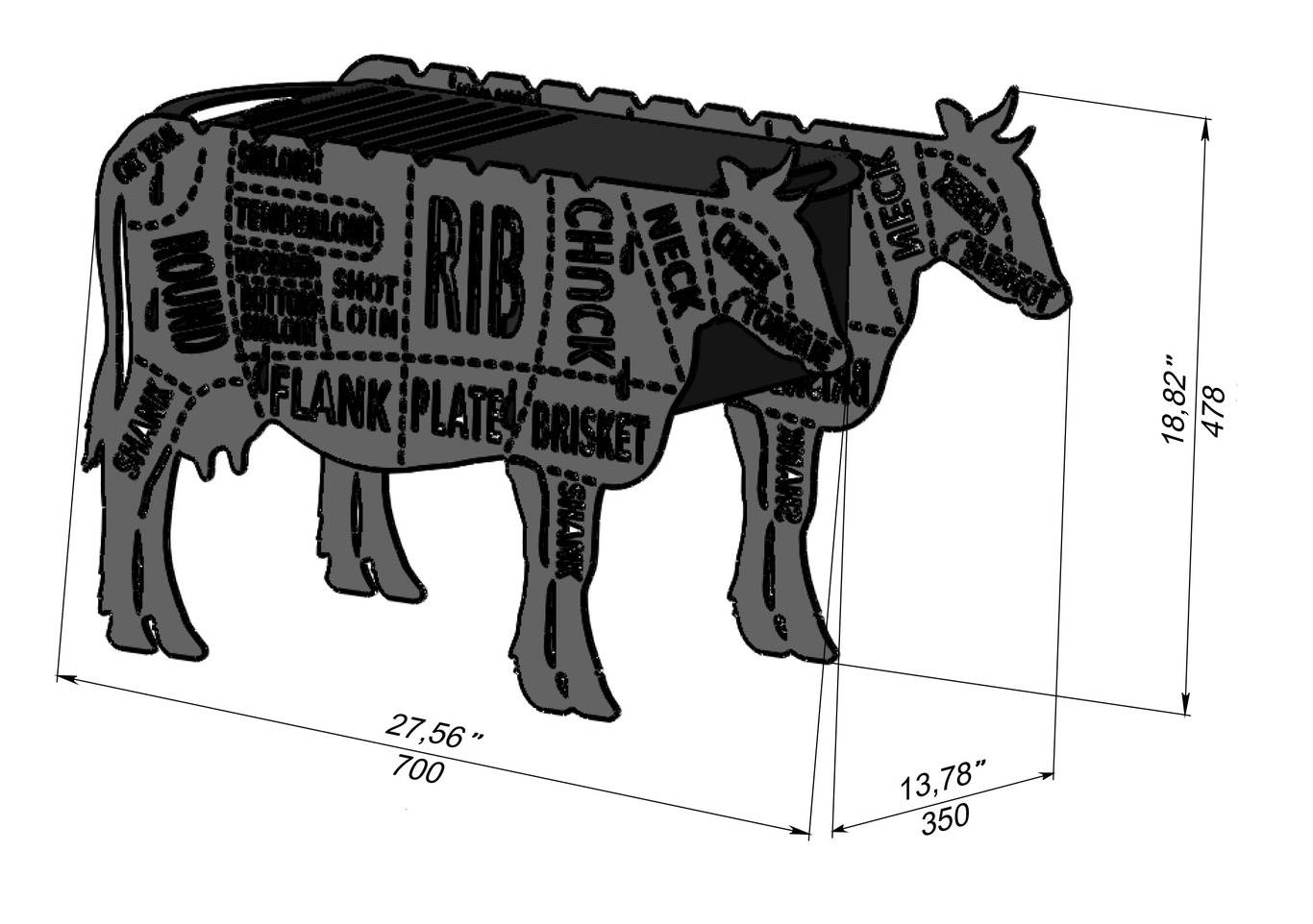 Barbecue a Legna Mucca. File DXF, SVG per taglio laser, plasma. Фото 14